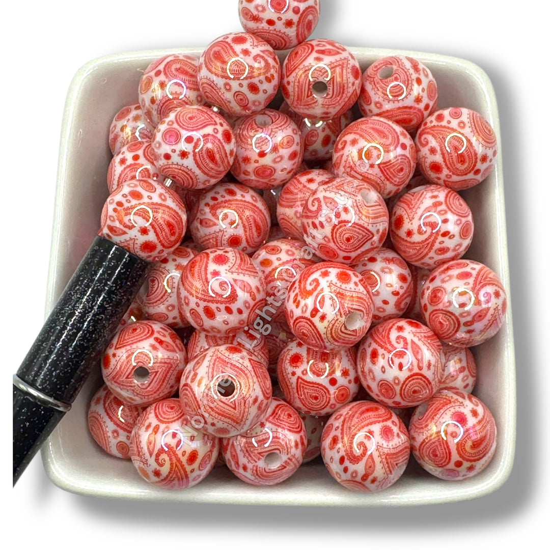 Paisley Bandana Printed 16mm Acrylic Beads - 20pc.