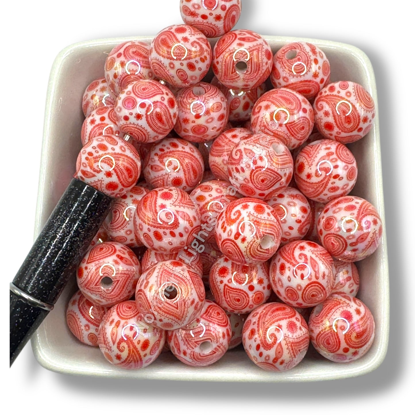 Paisley Bandana Printed 16mm Acrylic Beads - 20pc.