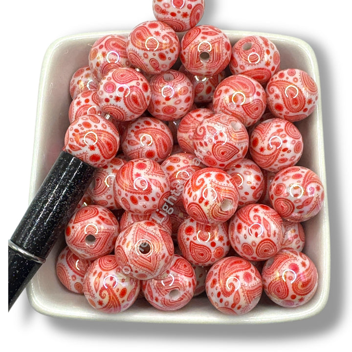 Paisley Bandana Printed 16mm Acrylic Beads - 20pc.