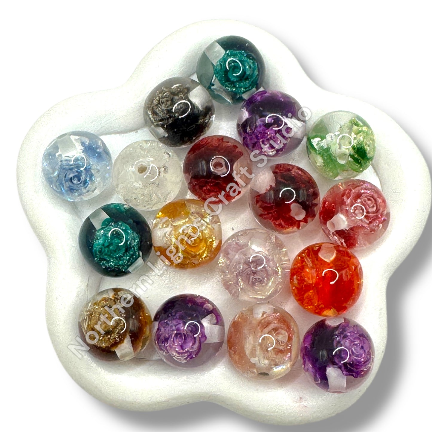 Glitter Rose Luminous Luxury 16mm Bead - 20 pc.