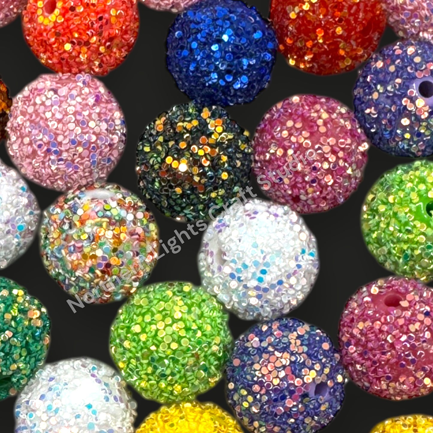 Glitter Confetti Bead 10pc. Mix - 20mm