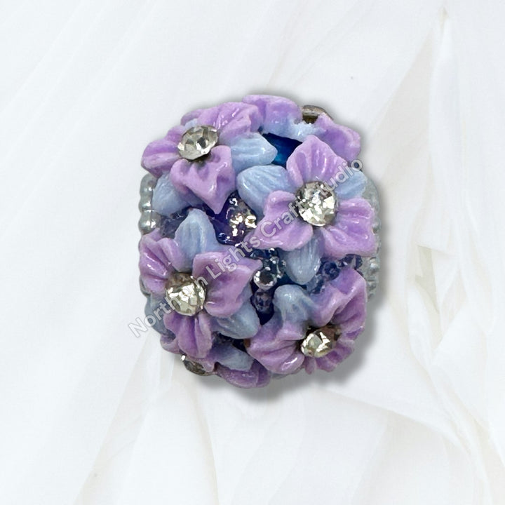 Flower Charm Fancy Bead With Rhinestone Accents -10pc. Mix