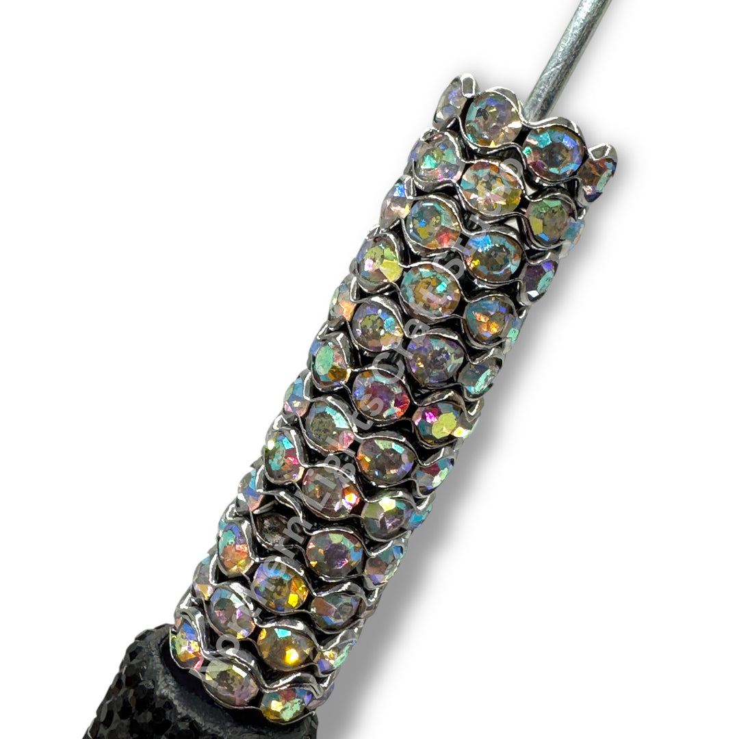 GunMetal Rhinestone 12mm Spacers -25pcs. (Clear or AB, Wavy or Round)