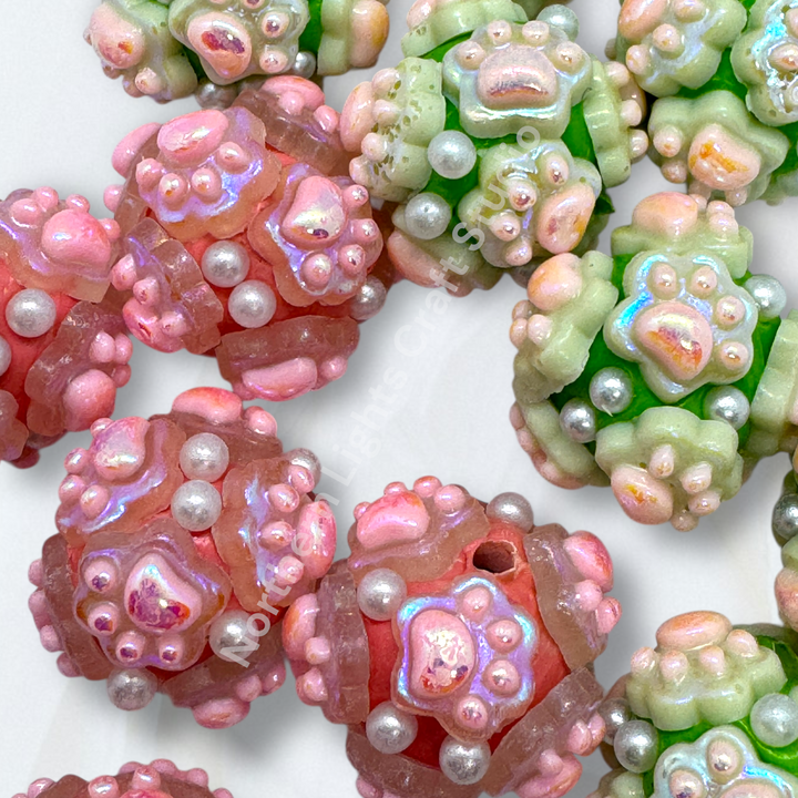 Fancy Clay Base Paw Charm Beads -5pc.