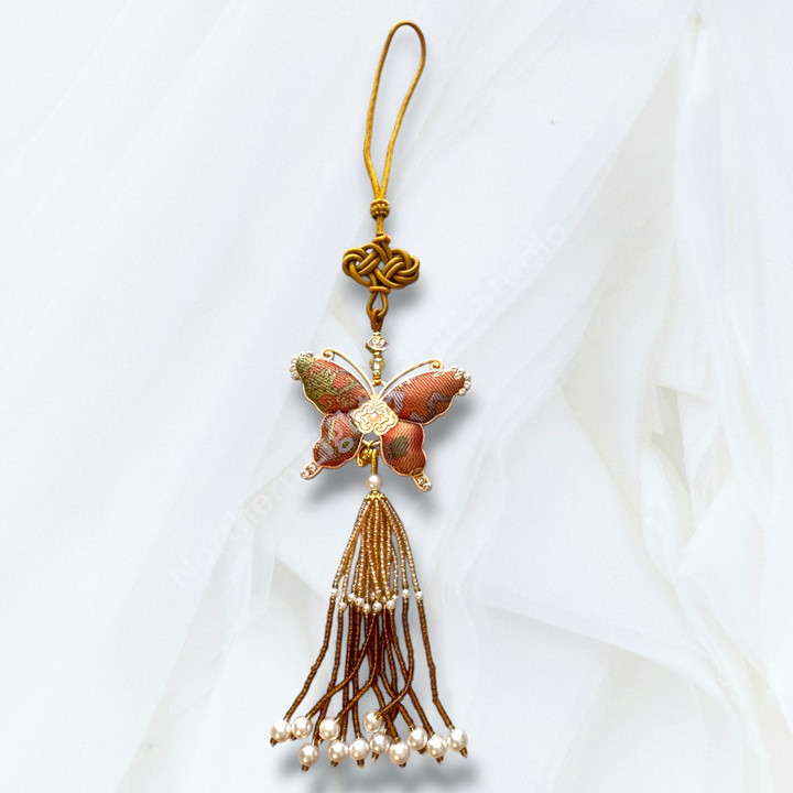 Song Brocade Long Butterfly Keychain / Decorative Hanging Charm