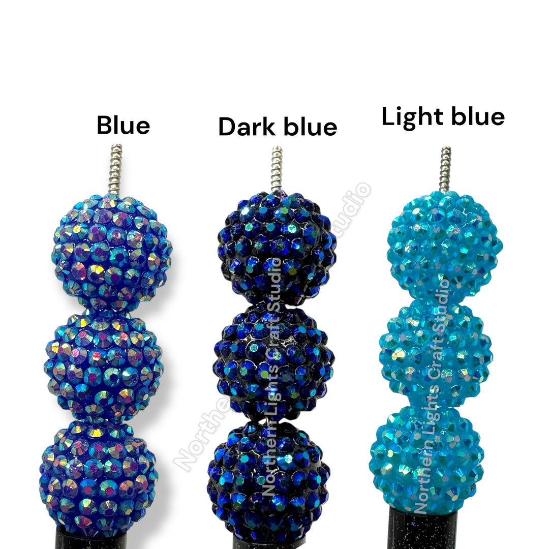 Blue AB 20mm Acrylic Rhinestone Bubblegum Beads - 10pc.