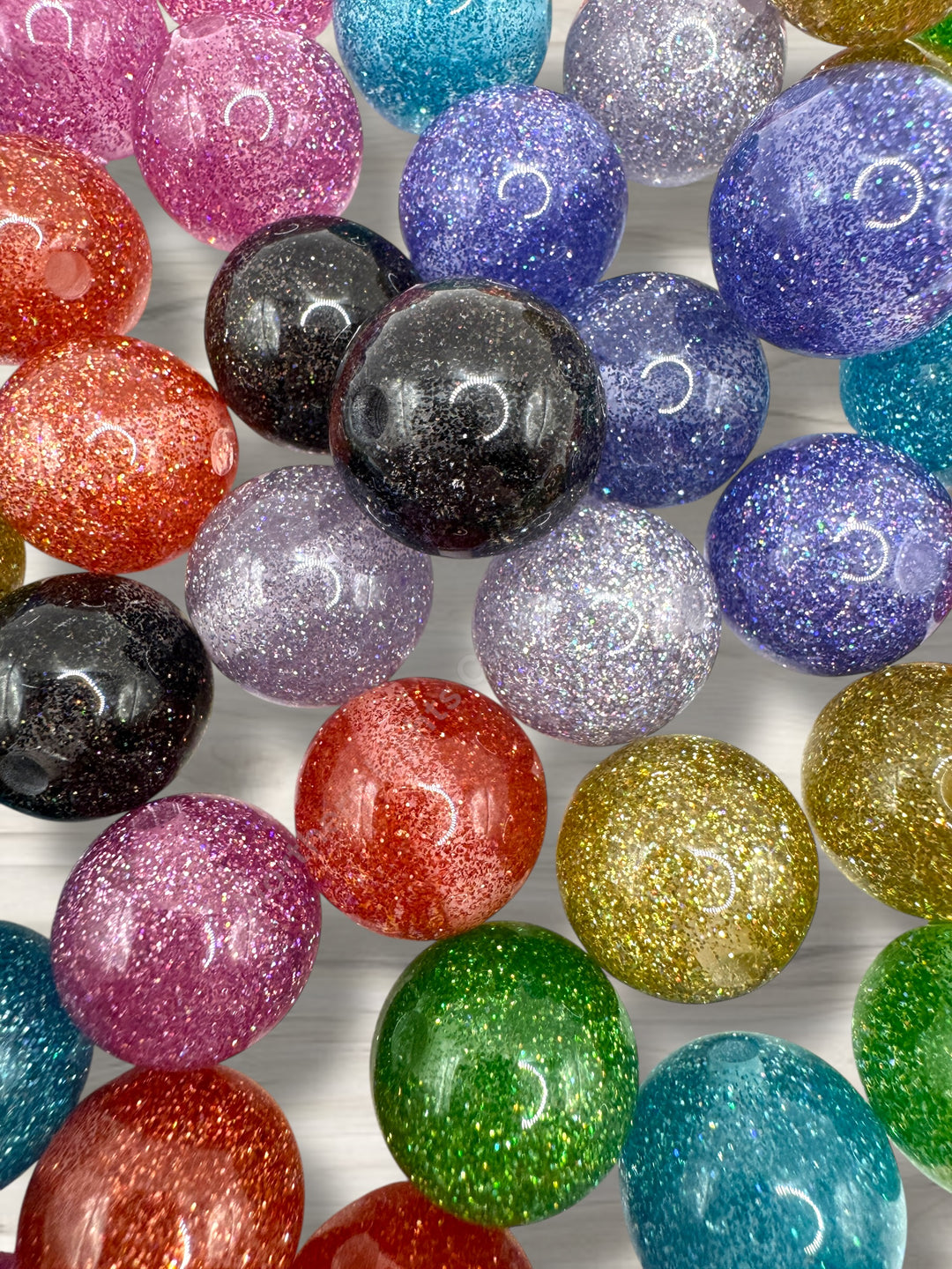 Glitter Celebration 20mm Acrylic Bead Mix - 10 Pieces