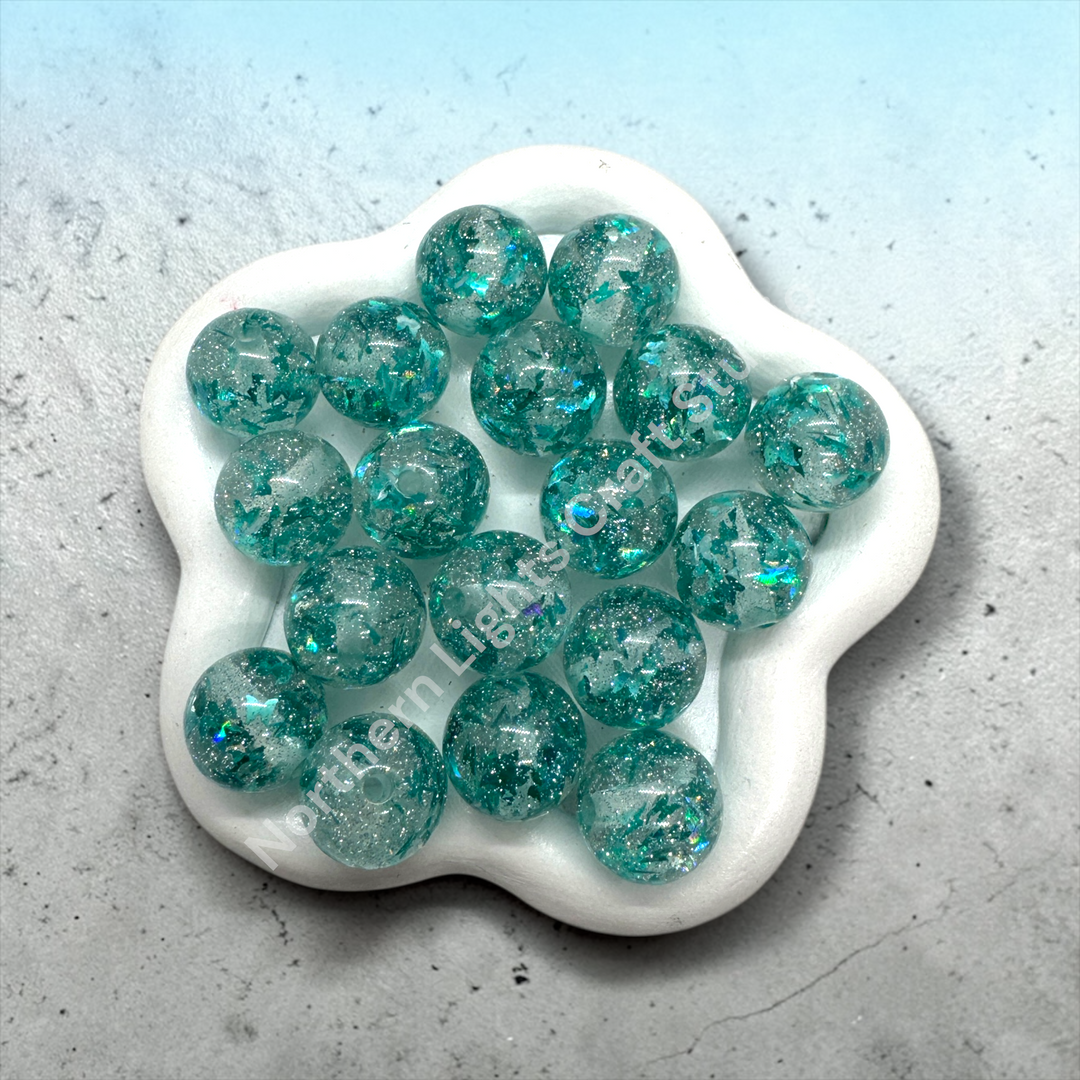 Glitter Foil Teal Butterfly Beads 16mm - 20pc.