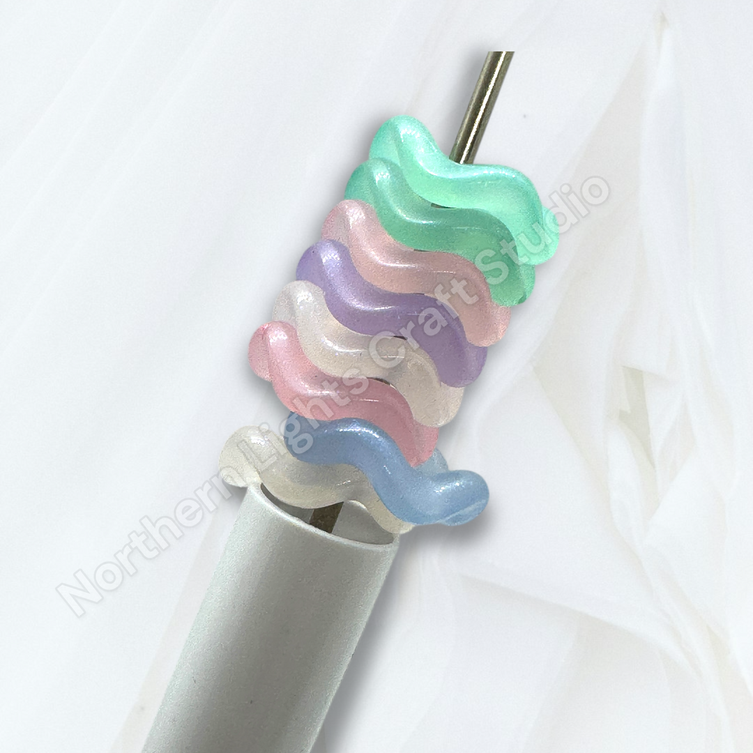 Jelly Luminous Glitter Wavy Spacers 16mm - Choose Color- 50pc.