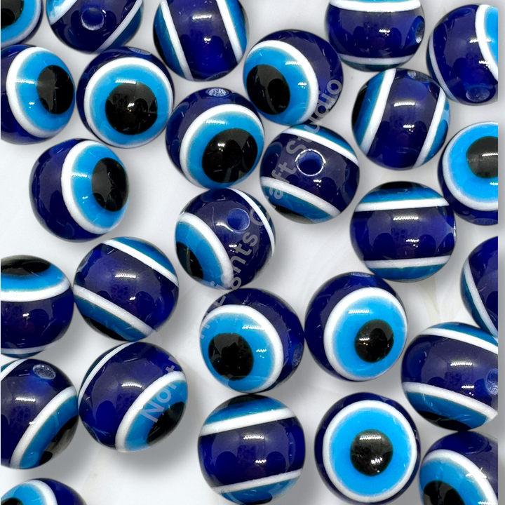 Evil Eye Layered 12mm Acrylic Beads - 25pc.