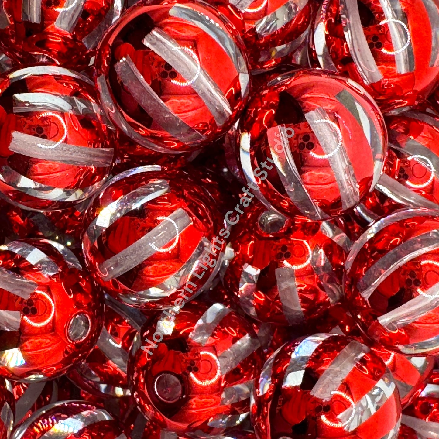 Shiny Striped 16mm Acrylic Beads - 20 pc.