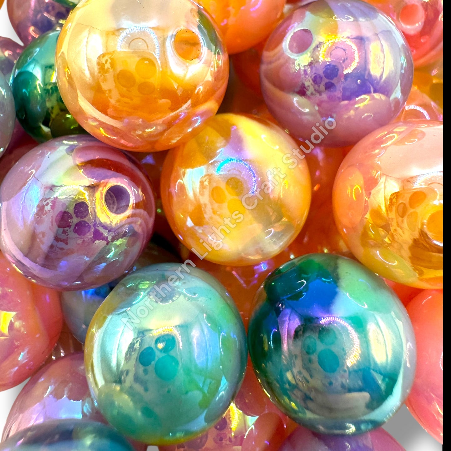 16mm UV Color Marble Beads - 20pcs.