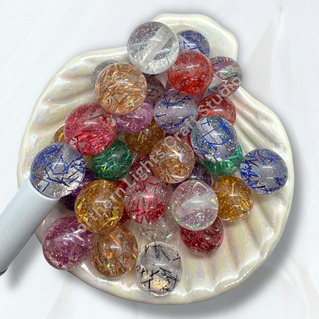 Tinsel Holographic Foil 16mm Resin Beads - 20pc.