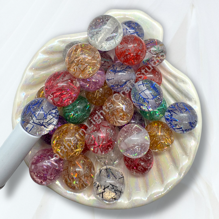 Tinsel Holographic Foil 16mm Resin Beads - 20pc.