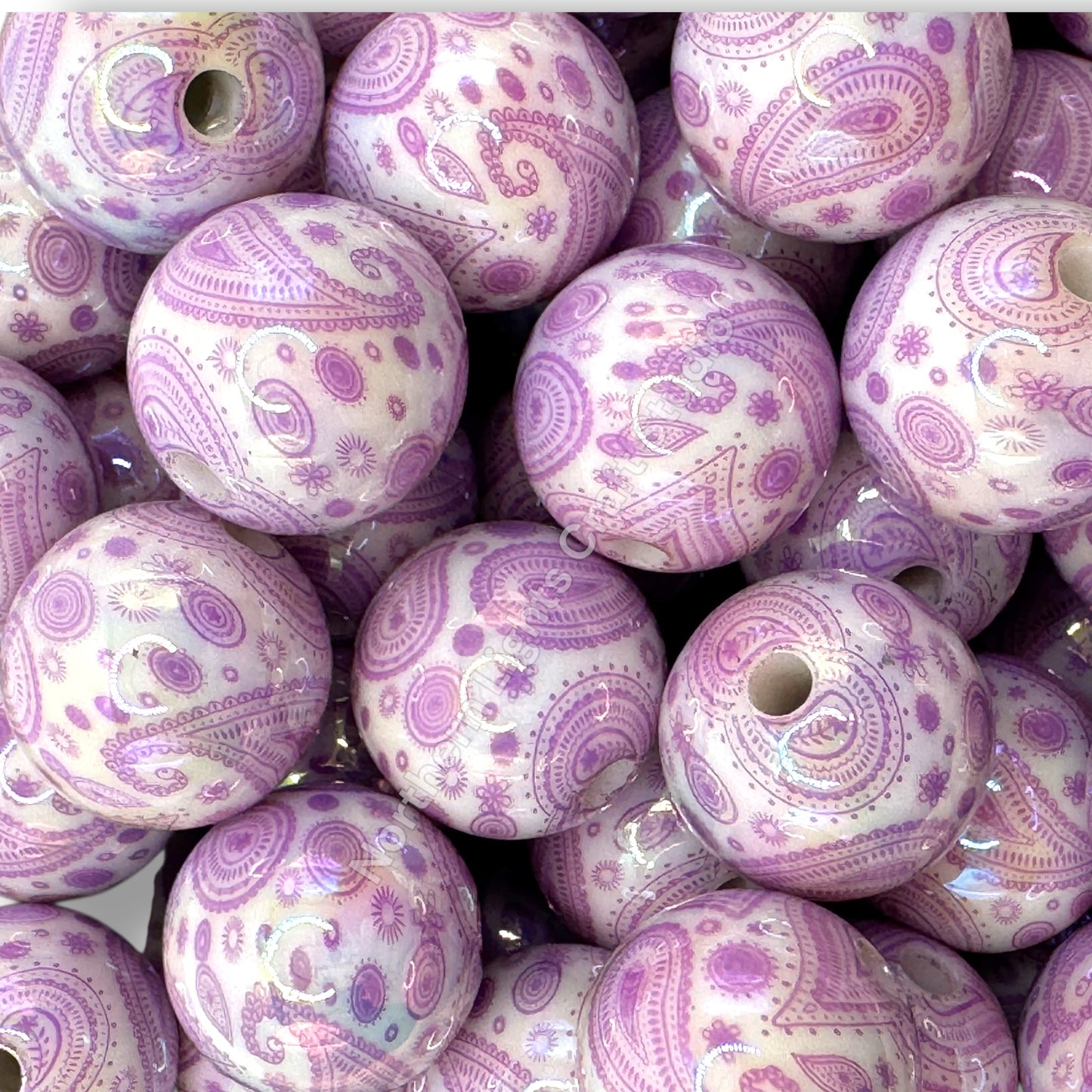 Paisley Bandana Printed 16mm Acrylic Beads - 20pc.