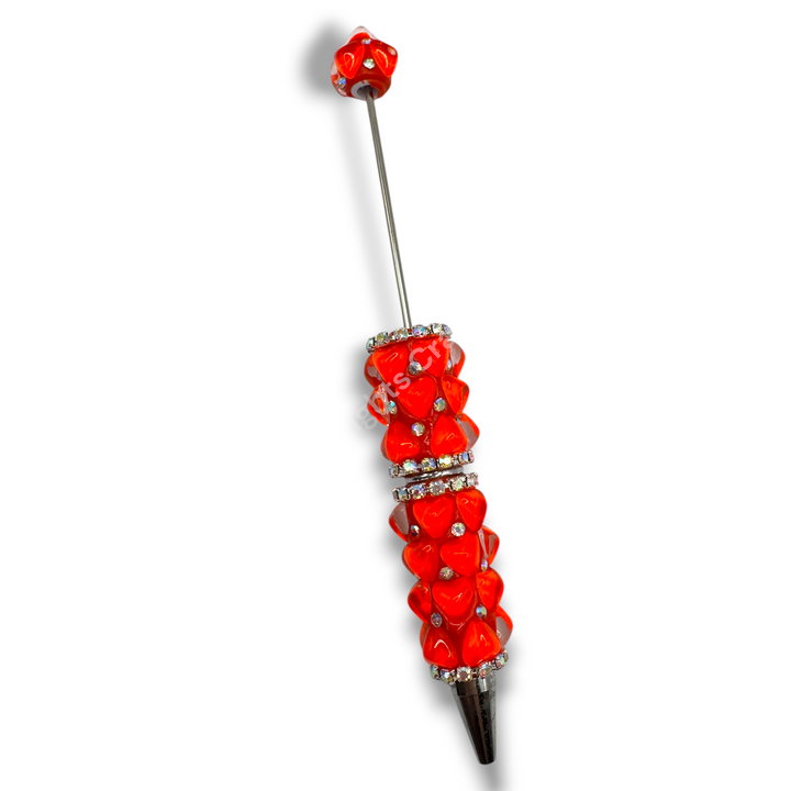 Beadable Jelly Neon Glass Heart Fancy Bling Rhinestone Pen
