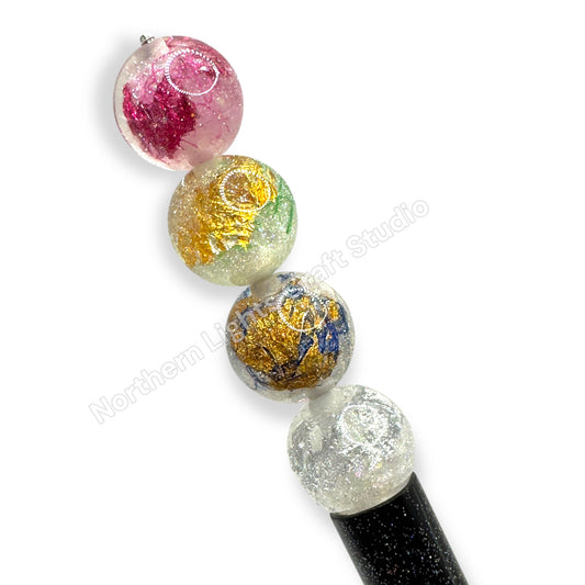 Gold Foil Marble Luxury Acrylic Beads -16mm - 10pc.