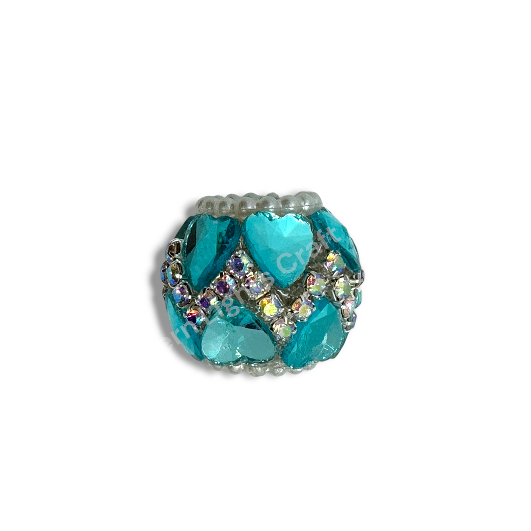 Rhinestone Zig Zag Heart Shape Crystal Fancy Bead - 4pc.