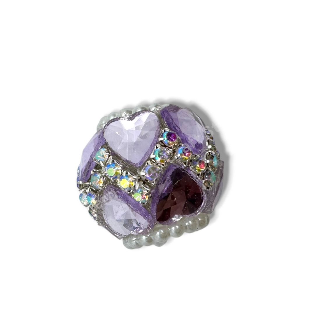 Rhinestone Zig Zag Heart Shape Crystal Fancy Bead - 4pc.
