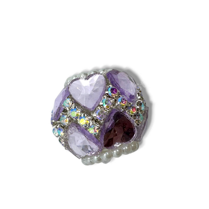 Rhinestone Zig Zag Heart Shape Crystal Fancy Bead - 4pc.