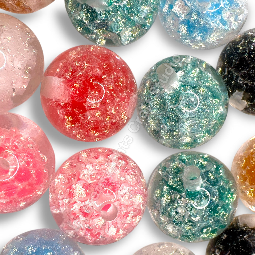 Glitter Honeycomb Luminous Premium Resin 16mm Beads -20pc.