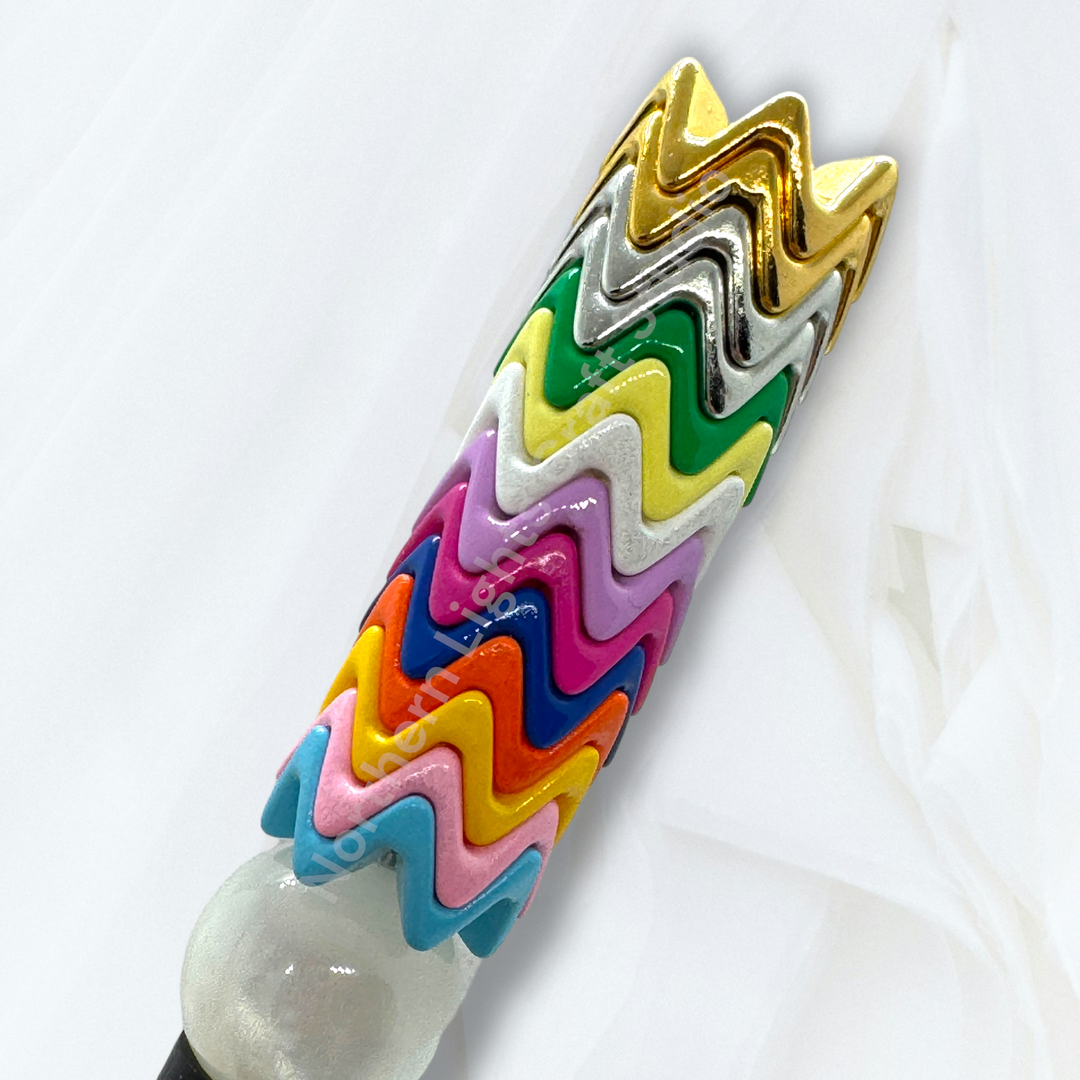 Colorful Zig Zag Acrylic Wavy 16mm Spacers  -Gold, Silver, or Mix- 50 pcs.
