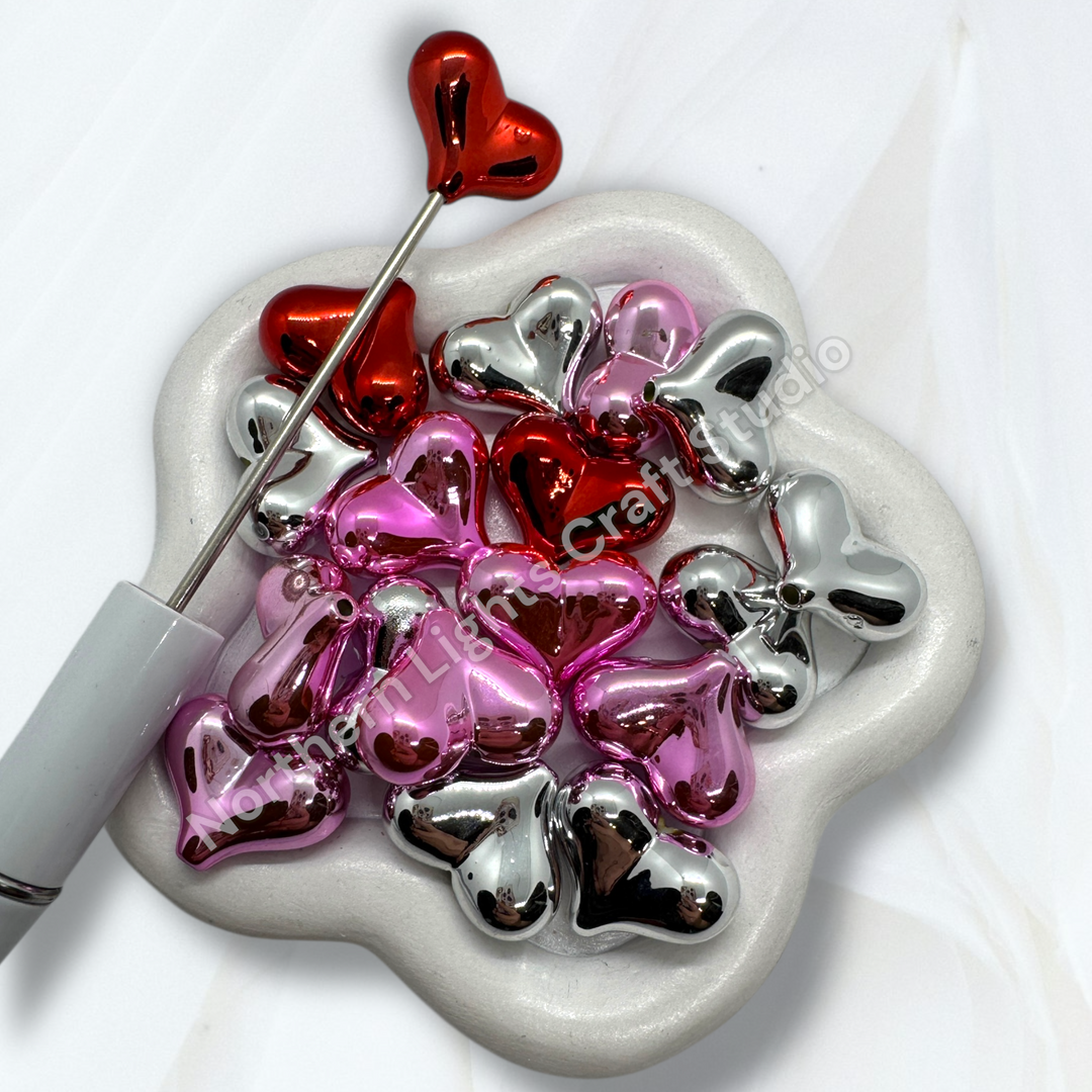 Cute Heart Pen Topper / Jewelry Bead - 20pc Mix