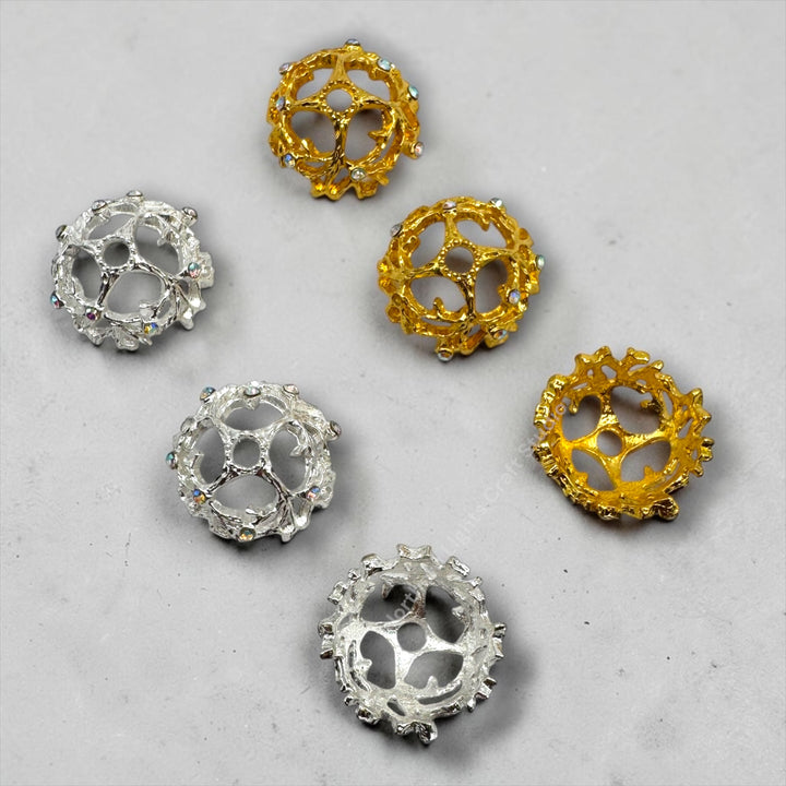 Fairy Vine Metal Alloy and Rhinestone 18mm Bead Cap - 10pc.