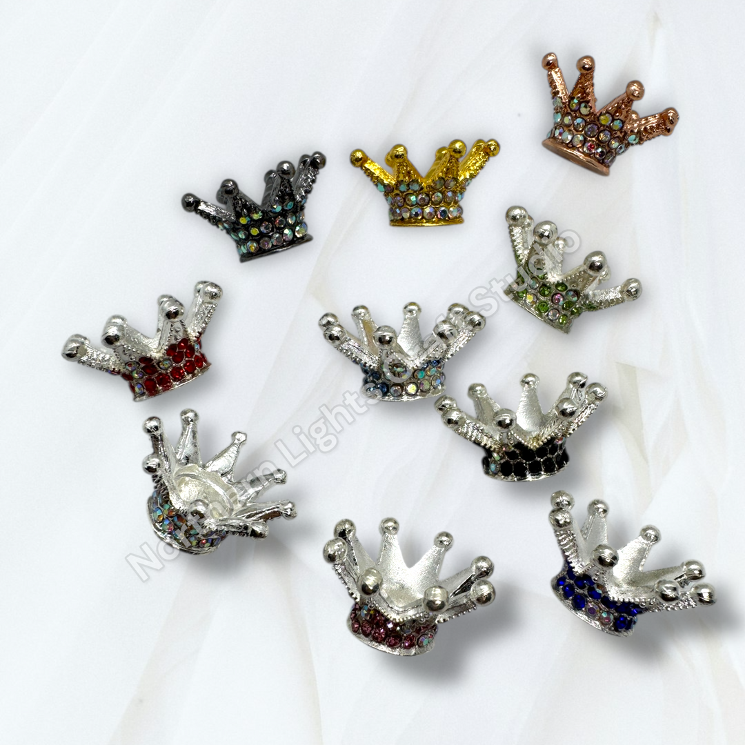 Large Metal Alloy AB/Colorful Crown Beads - 5pc. - You choose color