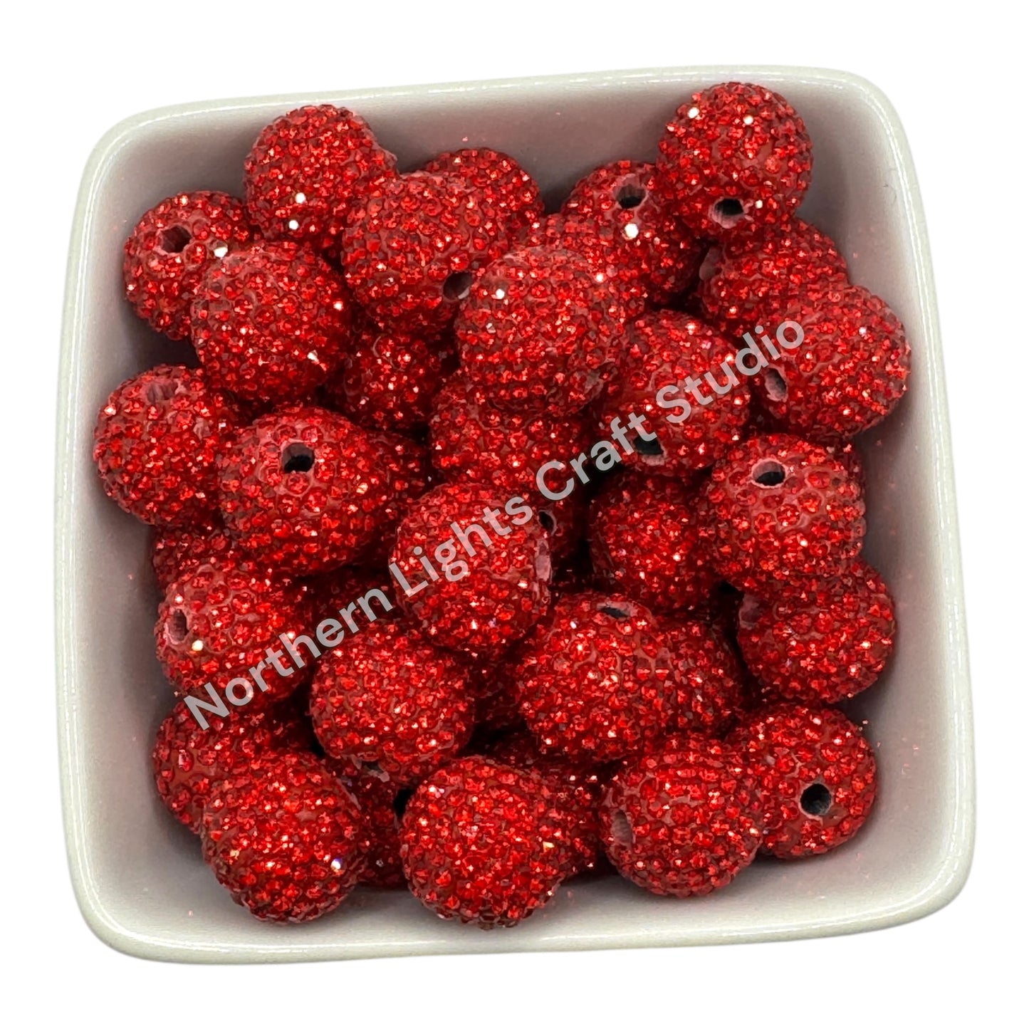 Red Rhinestone Beads-16mm - 10pc.