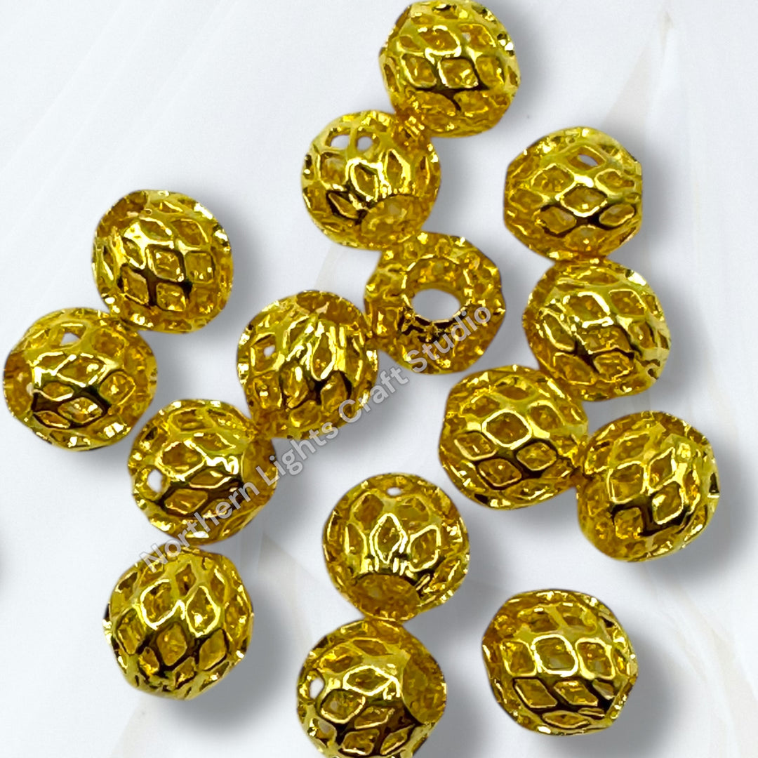 Lattice Design Metal Round 6mm Spacer Beads for Pens or Jewelry - 25pc.