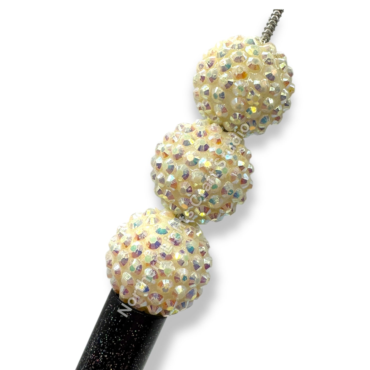 Cream AB Acrylic Rhinestone Bubblegum Beads - 10pc.