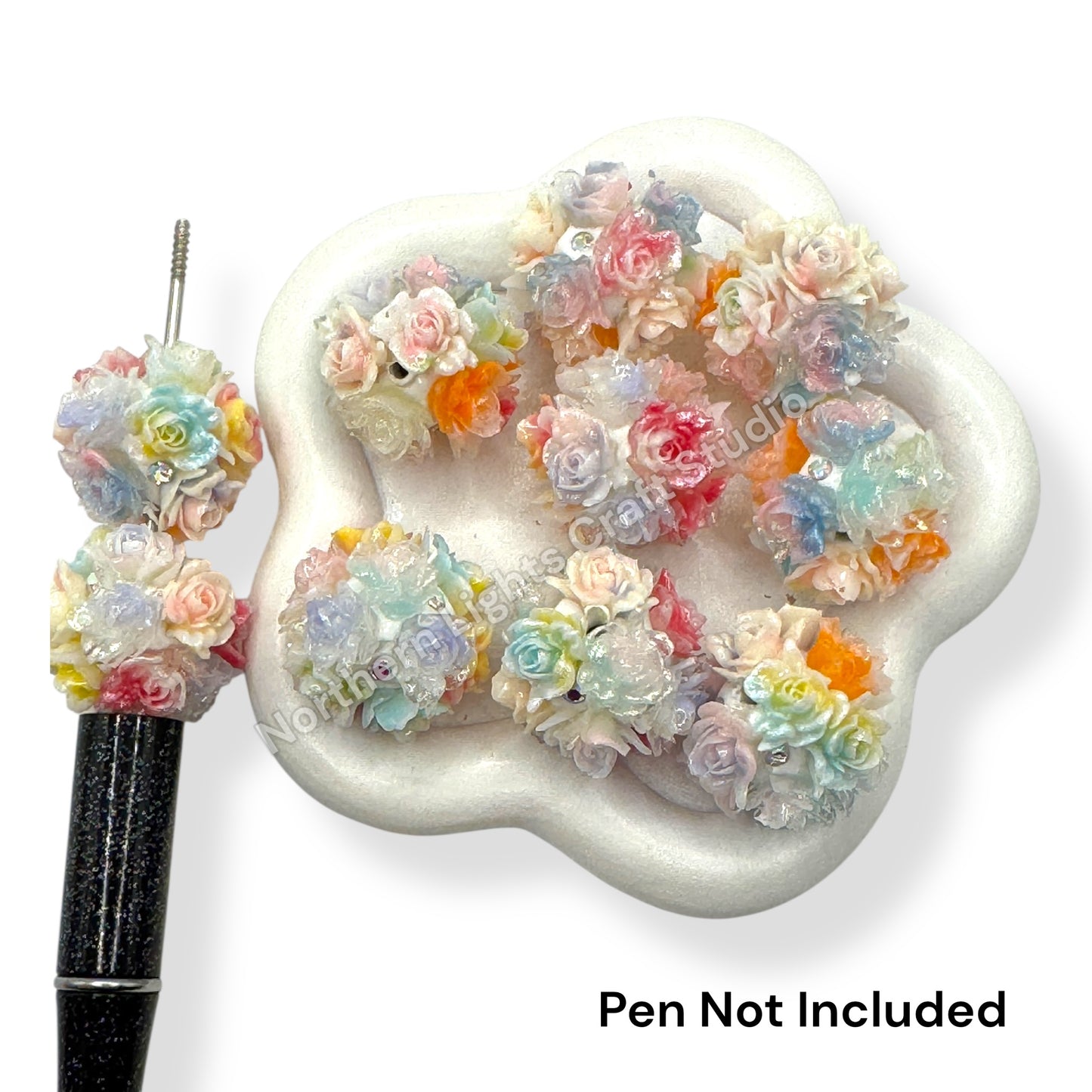 Multi Color Shimmering Flower Bead 16mm - 2pc.