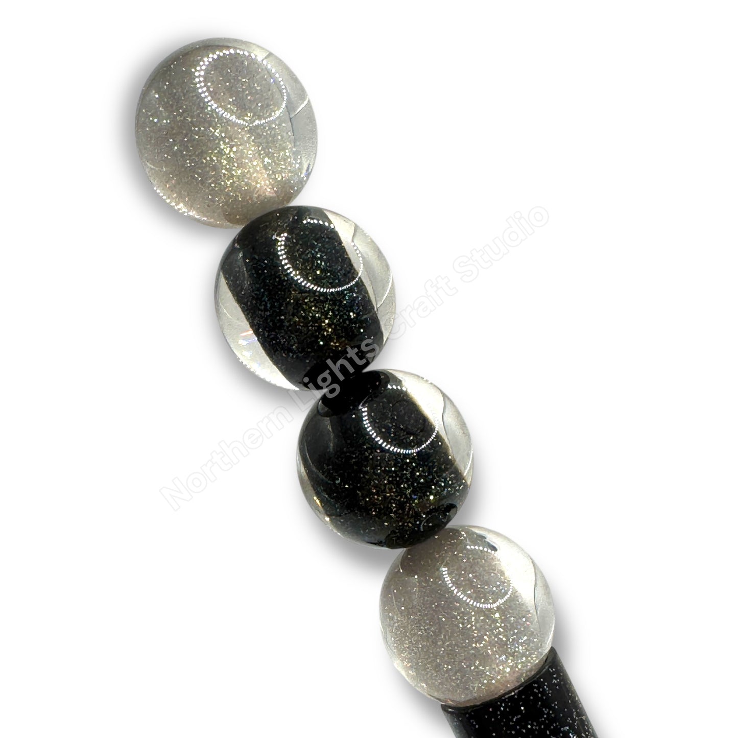 Black and Gray Glitter Mix 16mm - 20pc.