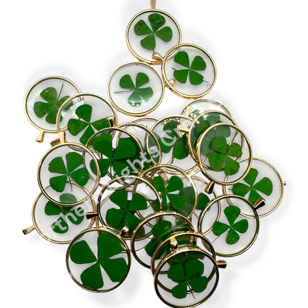Four Leave Clover Acrylic and Glass Charm 30mm Pendant