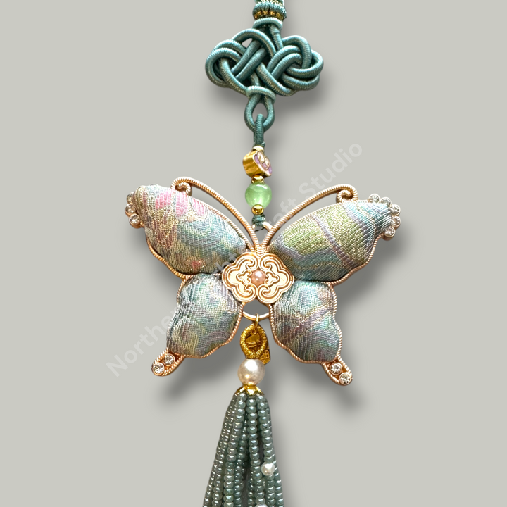 Song Brocade Long Butterfly Keychain / Decorative Hanging Charm