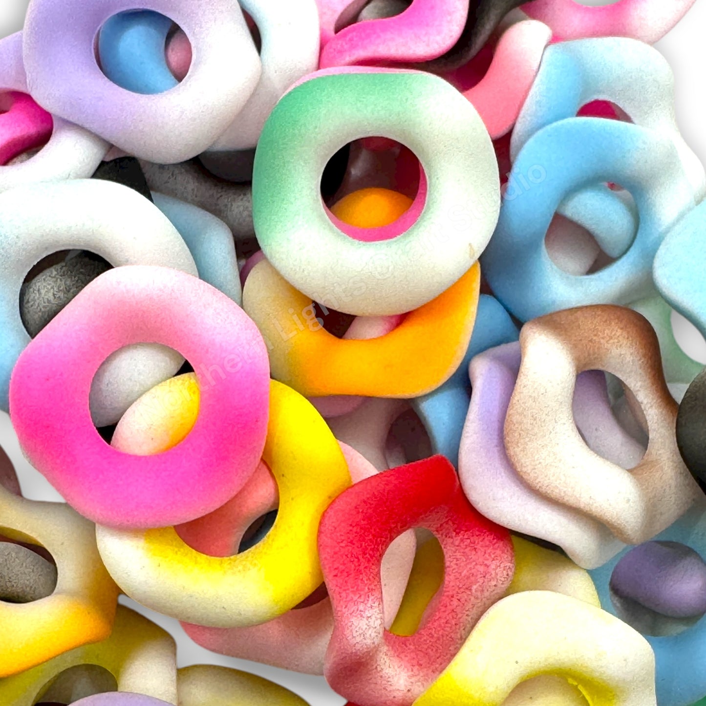 Ombre Matte Finish Wavy Spacers 15mm Mix - 50pc.