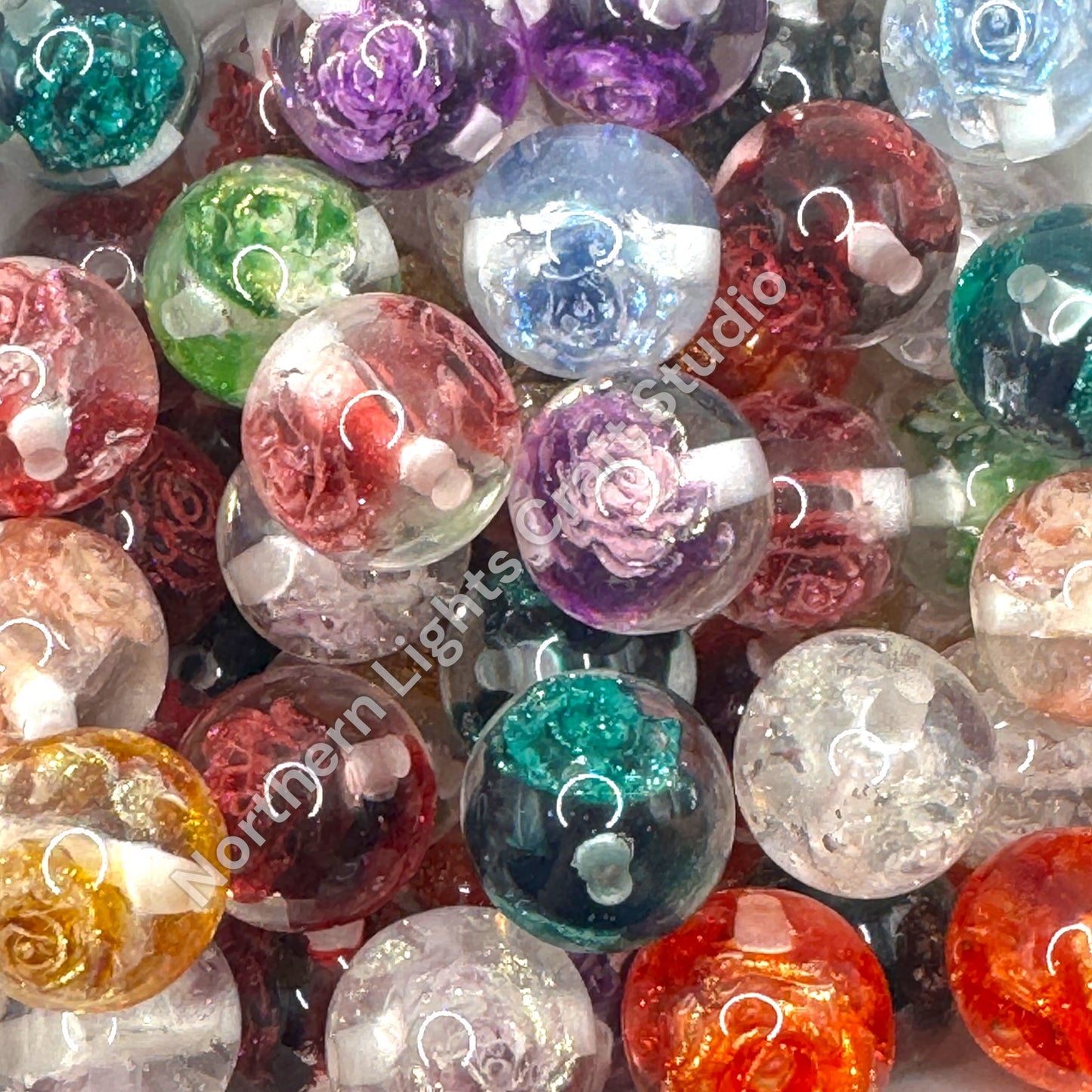 Glitter Rose Luminous Luxury 16mm Bead - 20 pc.
