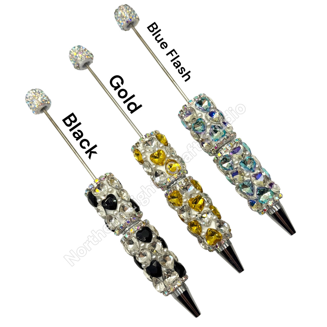 Beadable Large  Heart Rhinestone  Pen