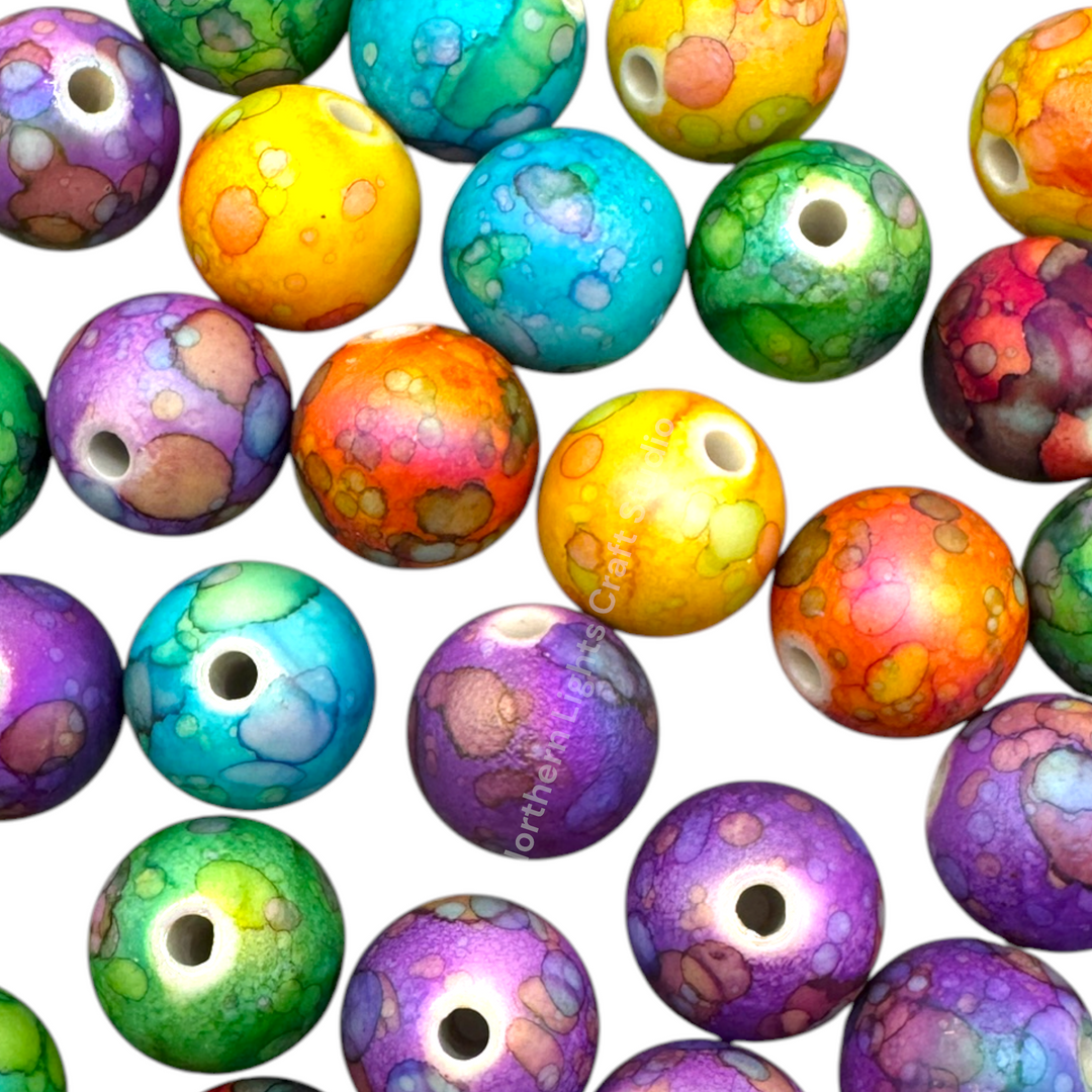 Tie Dye Matte Finish Printed 16mm Acrylic Beads - 20pc.