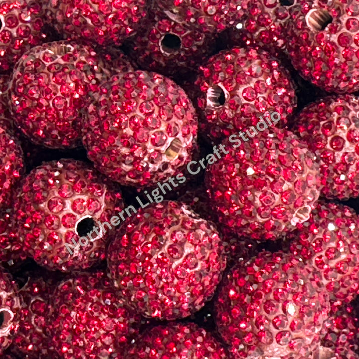 Ruby Rhinestone Clay Base Beads-16mm - 10pc.