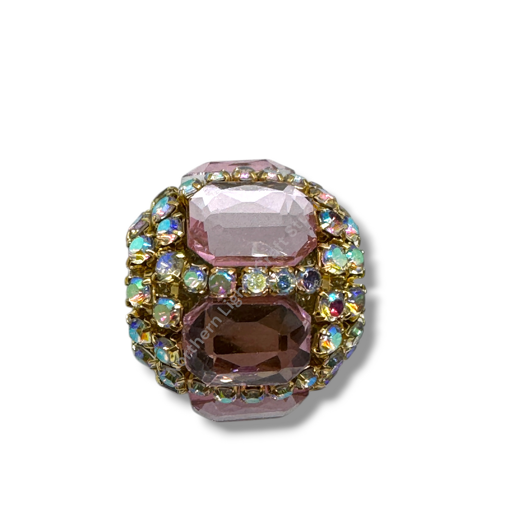 Fancy Gold AB Rhinestone Chain Crystal Mirror Beads -3pc.Single or 10pc. Mix