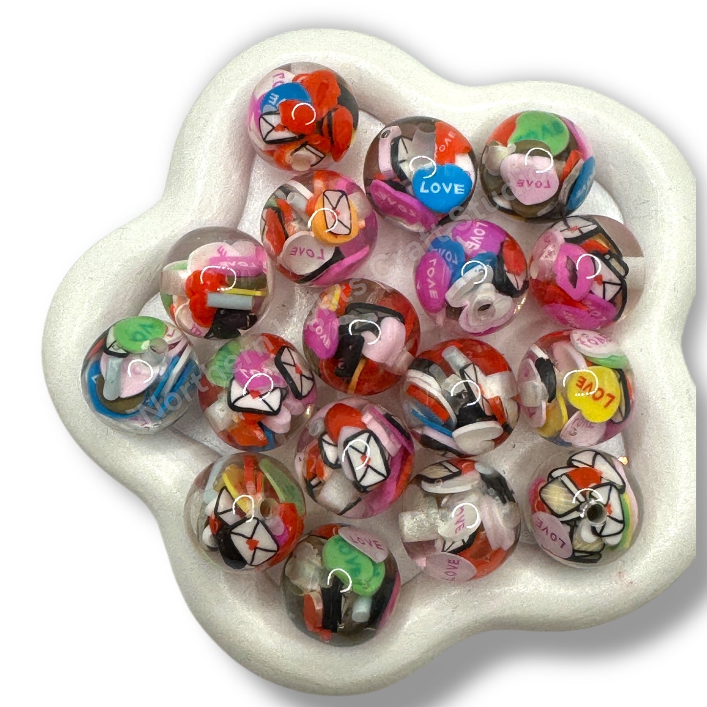 Valentine's Day Snowglobe 16mm Bead Mix - 10 pc.