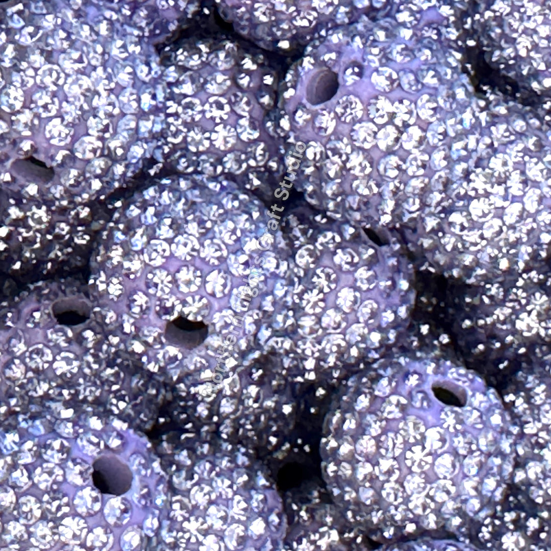 Light Purple Rhinestone Clay Base Beads-16mm - 10pc.