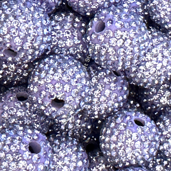Light Purple Rhinestone Clay Base Beads-16mm - 10pc.