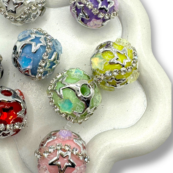 Silver Star cage beads - 4 pc.