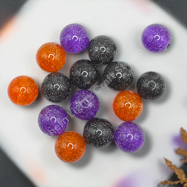 Glitter Dust Halloween 16mm Resin Bead Mix - 20 Pcs.