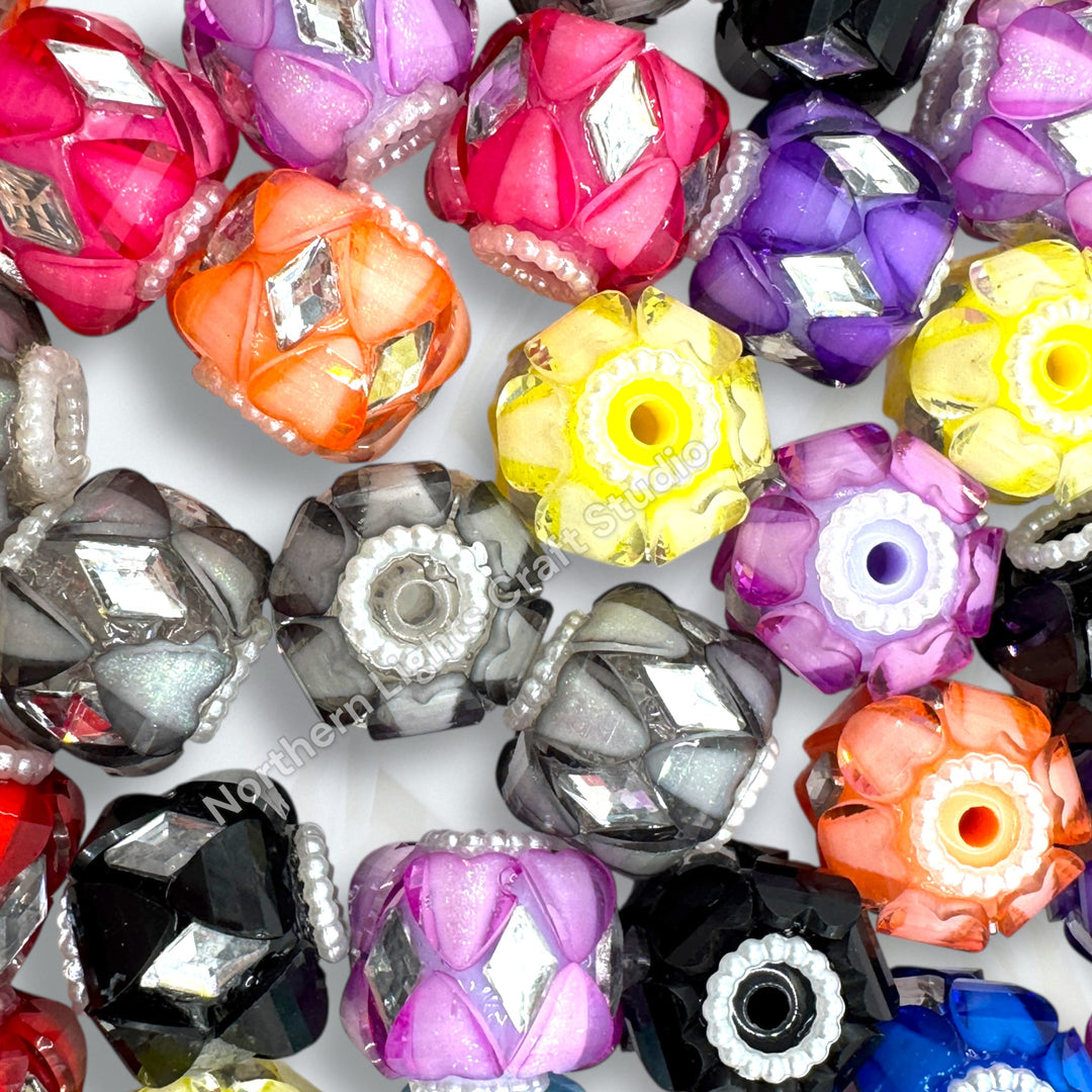 Fancy Silver Diamond Accent Heart Bead Mix - 10pc. Mix