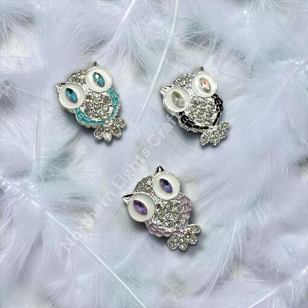 Metal Alloy Rhinestone Small Owl Fancy Bead - 1pc.