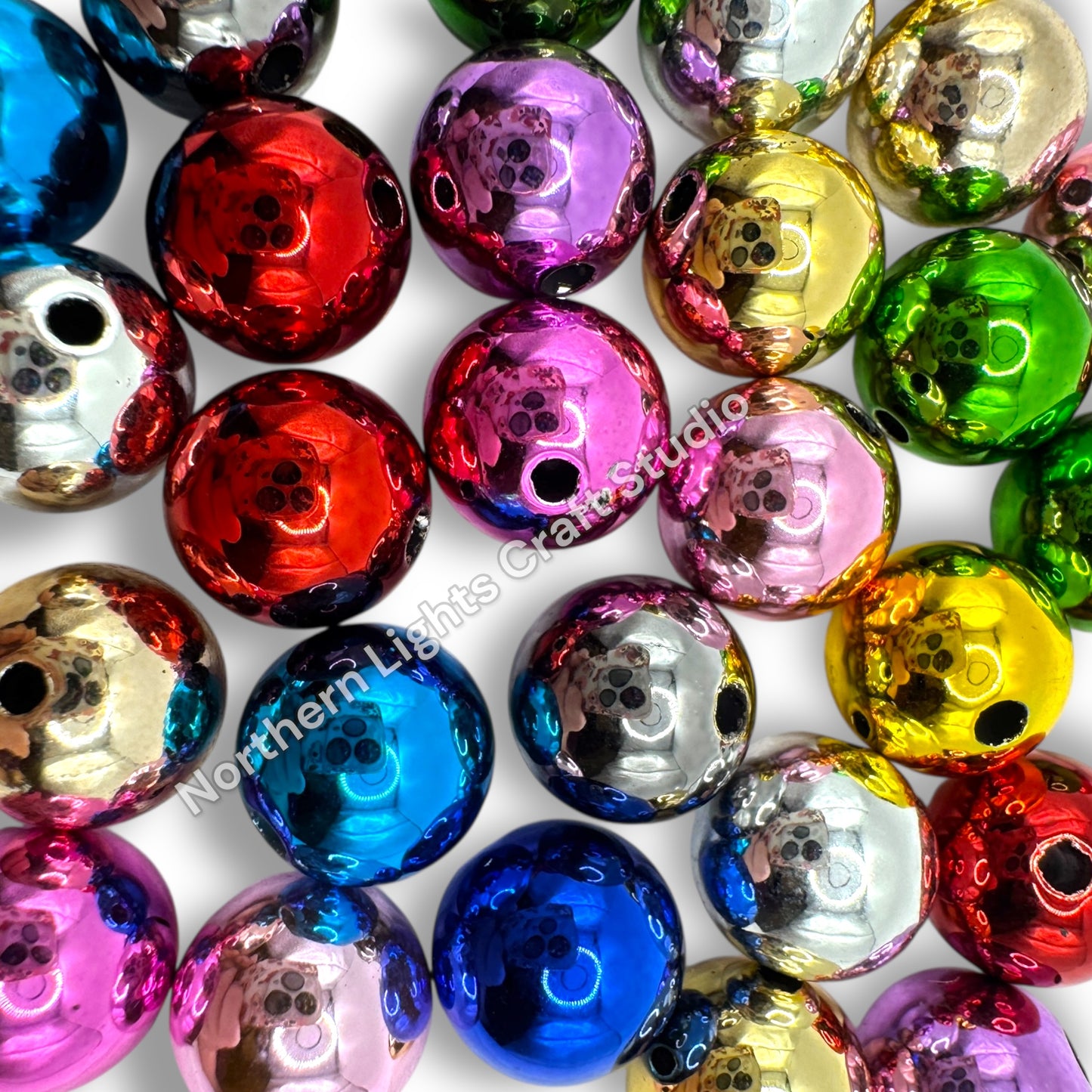 Metallic Shiny 12mm Acrylic Beads - 25pc.